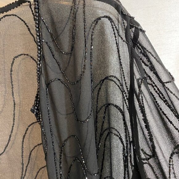 Vintage JMC New  York Black Hand Beaded Sheer Jacket Ladies M - Picture 7 of 12